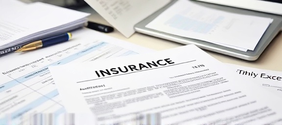 insurance policy documentation, comprehensive, displaying essential details, photorealistic, organized office desk with papers and laptop, highly detailed, digital and paper mix, ISO standard, neutral tones, diffuse daylight, shot with a macro lens.